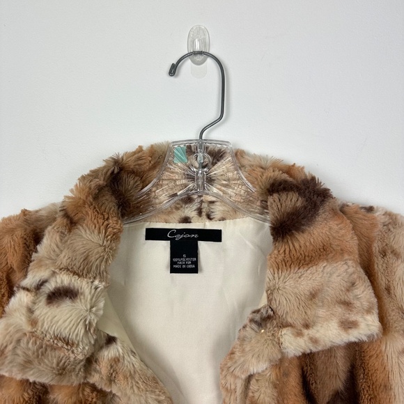 Cejon Faux Fur Mixed Animal Print Satin Lined Vest with Pockets Size S - Picture 3 of 6